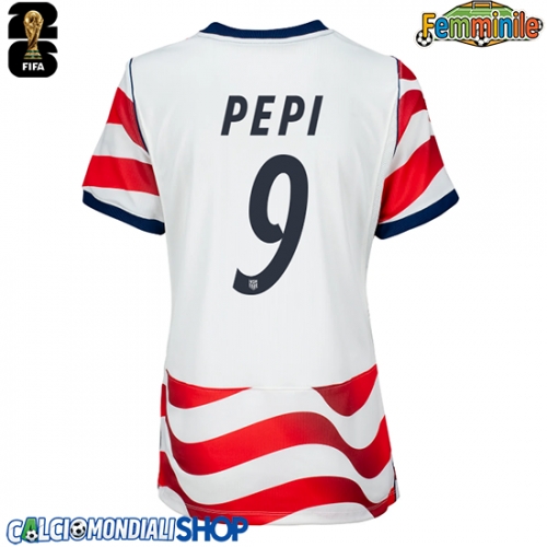 Maglie da calcio Stati Uniti Ricardo Pepi #9 Prima Maglia Femminile Mondiali 2026  Manica Corta